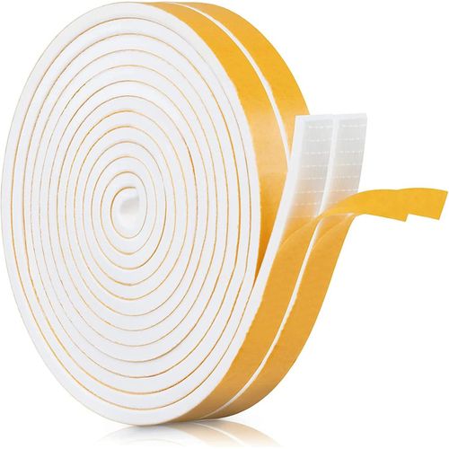 Bande d'étanchéité autocollante pour portes et fenêtres,12 mm (l)x6 mm (D) / 8 m de long,en mousse,joint de porte,bande d'étanchéité en caoutchouc,isolation phonique,joint de collision (blanc)