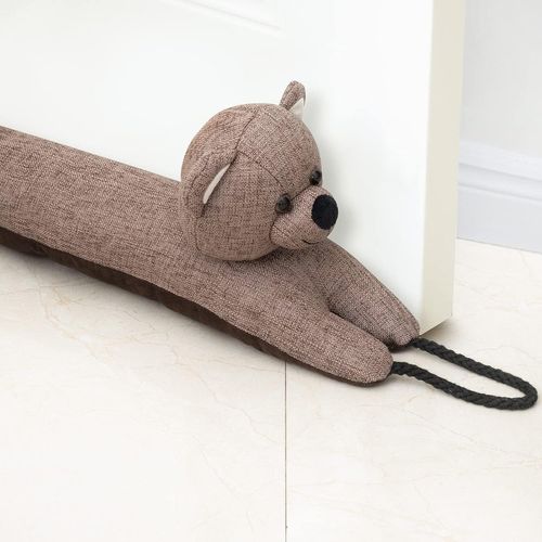Bas de Porte décoratifs Coupe Vent 81cm pour Porte et fenêtre,Coupe Courant d'air Animal lesté,Bloque Bruit Serpent pour Bas de Porte avec Boucles d'accrochage-Ours 32