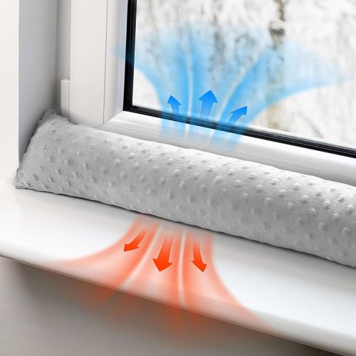 Boudin de Porte Isolant Froid 90 cm-Bas de Porte et fenêtre Coupe-Vent décoratif Idéal pour entrée Maison fenêtres et Coussin pour Chambre Enfant Minky Gris Clair