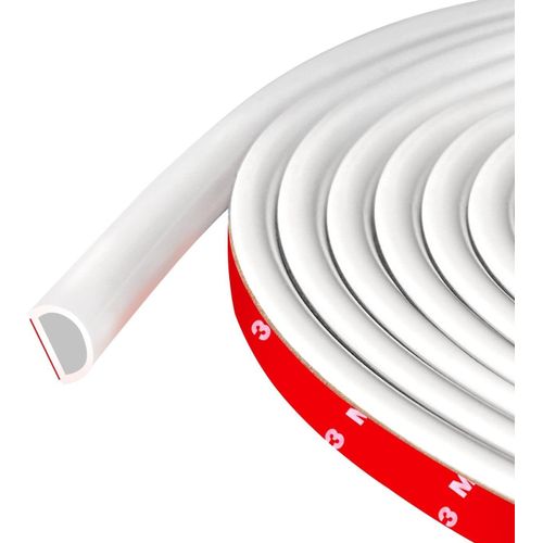 Joint de porte autocollant en silicone en forme de D pour cadre de porte/fenêtre,blanc (9 mm de largex8 mm de haut),Longueur 6 m