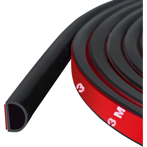Joint de porte autocollant en silicone en forme de D pour cadre de porte/fenêtre,noir (14 mm de largex12 mm de haut),Longueur 6 m