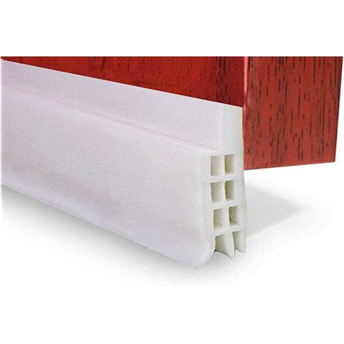 Bas de Porte Adhésif Isolant Phonique Thermique 2m x5cm Souple Silicone Blanche Bande d'étanchéité Anti Bruit Poussière Stop à l'air Froid Anti Souris Fourmi Cafard Insectes