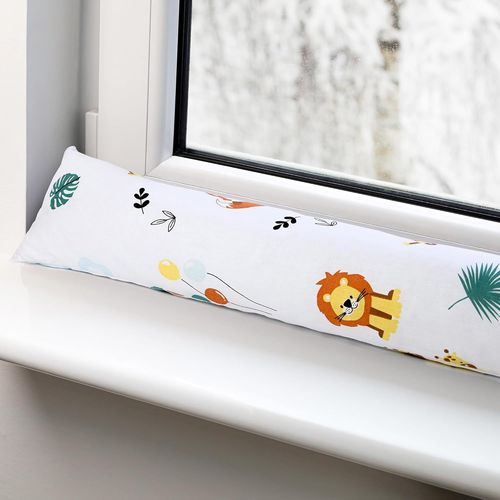 Boudin de Porte Isolant Froid 90 cm-Bas de Porte et fenêtre Coupe-Vent décoratif Idéal pour entrée Maison fenêtres et Coussin pour Chambre Enfant Coton Safari