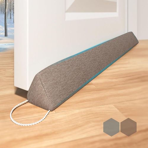 Boudin de porte pour portes et fenêtres,90 cm,extra lourd,lavable,pour isolation du vent et du bruit,rangement facile grâce à la languette de traction,marron