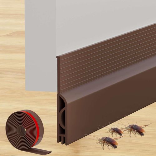 Bas de Porte Isolant 100 cm,Auto-Adhésif Boudin de Porte,Silicone Dessous de Porte Anti Froid Isolation Thermique,pour Porte D'entrée,Porte Interieur (100x5cm,Marron)