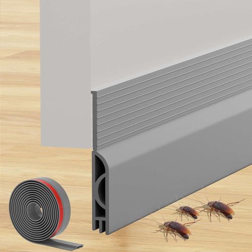 Bas de Porte Isolant 100 cm,Auto-Adhésif Boudin de Porte,Silicone Dessous de Porte Anti Froid Isolation Thermique,pour Porte D'entrée,Porte Interieur (100x5cm,Gris)