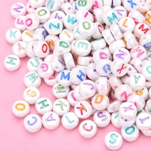 Perles Lettres 1000 Pièces Perles Lettre Blanche Lettres Colorées Perles De A À Z Ronde Alphabet Perle Plate Pour Diy Perle Lettre Pour Bracelet Colliers Set De Bricolage¿4 * 7white-Color¿