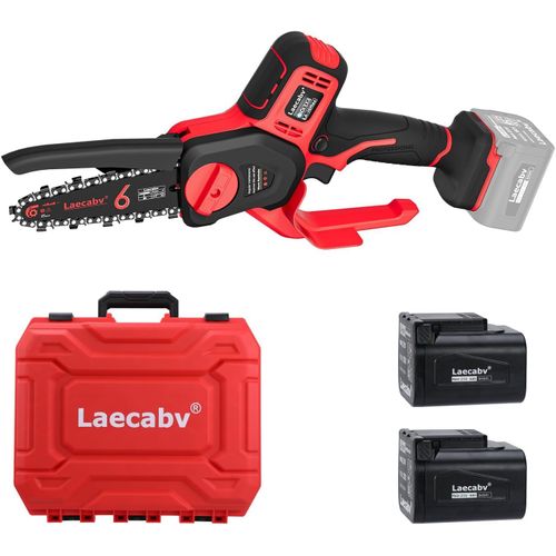 CHECARZHN--NO1-Mini Tronçonneuse À Batterie 15,2 Cm, 2 Batteries De 4 Ah Et Chargeur, 2 Chaînes, Tronçonneuse Électrique À Une Main Pour Arbres De Jardin (La-J6 )