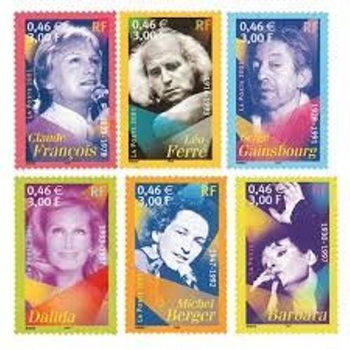 Ler Chanteurs Célèbres Français Série Complète Année 2001 N° 3391 3392 3393 3394 3395 3396 Yvert Et Tellier Luxe