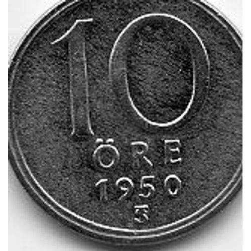 Suède 10 Ore 1950 Argent