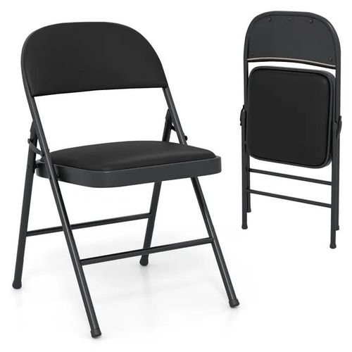 Costway Lot De 2 Chaises Pliantes Rembourrées Avec Cadre En Métal Pour Intérieure Extérieure, Mariage, Restaurant
