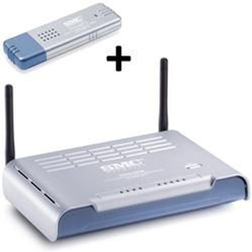 SMC Barricade N SMCWBR14S-N2 - Routeur sans fil - commutateur 4 ports - 802.11b/g/n (draft 2.0) - 2,4 Ghz - avec SMC EZ Connect N 802.11n Wireless USB2.0 Adapter SMCWUSBS-N2