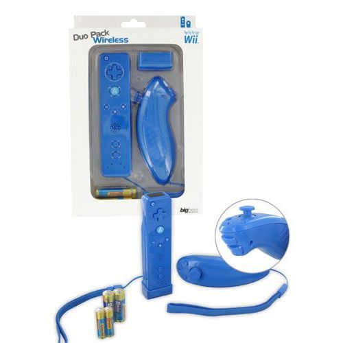 Bigben Interactive Rf Duo Pack - Télécommande Avec Nunchuk - Sans Fil - Bleu - Pour Nintendo Wii