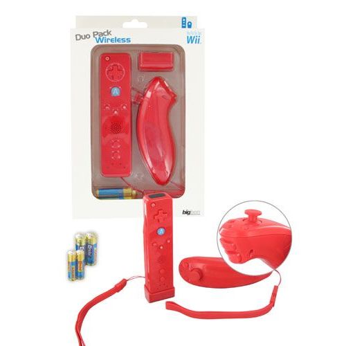 Bigben Interactive Rf Duo Pack - Télécommande Avec Nunchuk - Sans Fil - Rouge - Pour Nintendo Wii