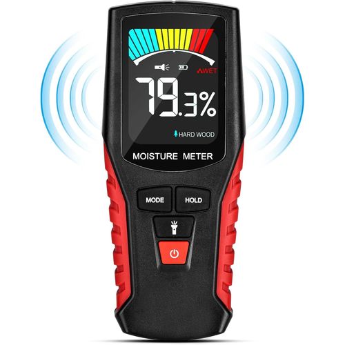CHECARZHN--NO1-2 In 1 Testeur Humidité Testeur Humidité Bois Avec 4 Modes Détecteur D'Humidité Avec Alarme Couleurs Sonores Écran Lcd Pour Mur Blanchi À La Chaux Mur De Briques Liège Bois Dur