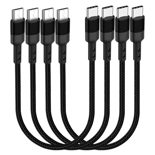 Lot de 4 câbles adaptateur USB C vers micro USB de type C tressé, OTG 480 Mbps, transfert de données USB C vers micro USB, compatible avec Galaxy S7 S6, J7, J3, MacBook Pro Air de 0,3 m