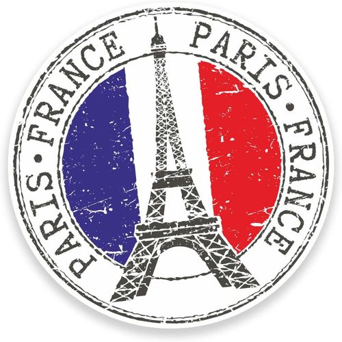 Lot De 2 Autocollants Paris Tour Eiffel France Autocollant Voiture Ordinateur Portable Voyage Étiquette De Bagage #9271 (10 Cm De Large X 10 Cm De Haut) Multi