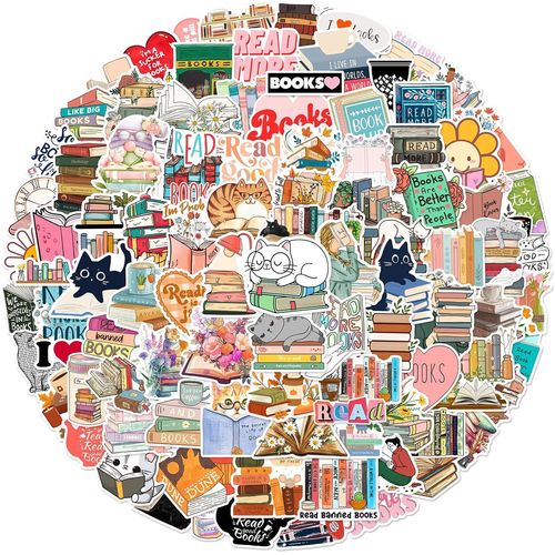 100 Pièces Stickers Aesthetic, Autocollants De Lecture De Livre Autocollant En Vinyle Imperméables, Stickers Kawaii Pour Scrapbooking Telephone Ordinateur Portable Guitare Bouteille D'eau