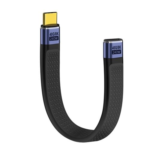 Rallonge USB C Thunderbolt 4 Cable USB C Mâle Femelle 240W 48V 5A Audio Vidéo 8K 60Hz pour Type C Téléphone, Tablette, Ordinateur Portable (Mâle vers Femelle, 12 cm)
