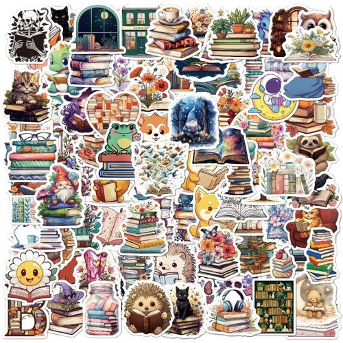 100 Lire Un Livre Autocollants, Vintage Stickers Lecture Pour Ordinateur Portable, Kindle, Scrapbook, Guitare, Autocollants En Vinyle Imperméables Pour Adultes Adolescents