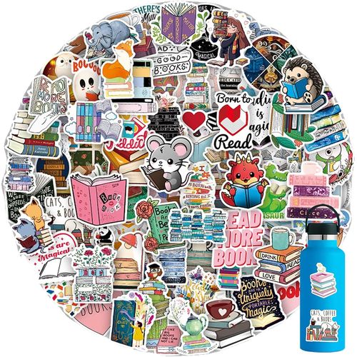 Livre Autocollants, 100pcs Lecture Autocollants Bibliothèque Autocollant Bookish Autocollant Livre Amoureux Cadeaux Étanche Vinyle Autocollants Pour Ordinateurs Portables Bouteille D'eau