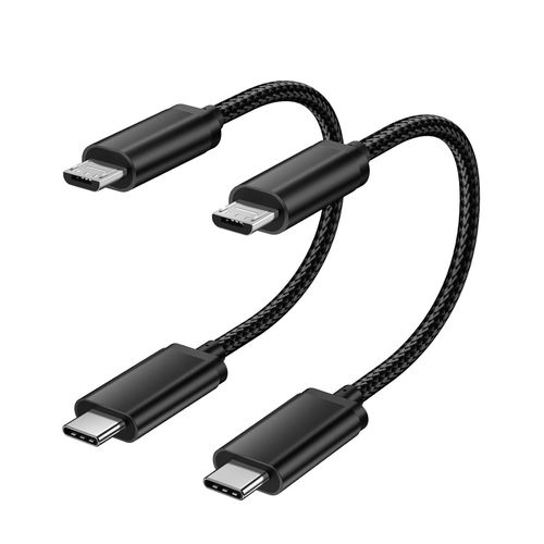 Usb C To Micro Usb Câble 30cm, Nylon Tressé Short Type C To Micro Usb Cordon Compatible Avec Samsung Galaxy S7 S6, J7, J3, Lg, Htc, Ps4, Kindle, Xbox Controller, Casque D'écoute, Android Phone(Noir)