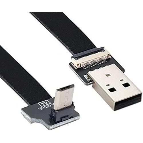USB 2.0 Type-A Male to Micro USB 5Pin Male Data Flat Slim FPC Cable for FPV & Disk & Phone 20CM