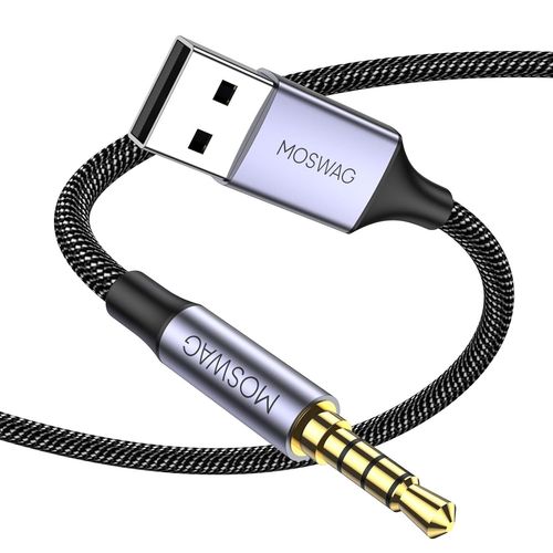 USB Type A Mâle vers Aux 3,5mm Mâle, Câble de Connexion PC Avec Fiche Plaquée or 4 Broches et Fiche USB 2.0 Pour Lecteurs MP3, Casques, Systèmes Stéréo Domestiques (Ne Supporte Pas La Charge)