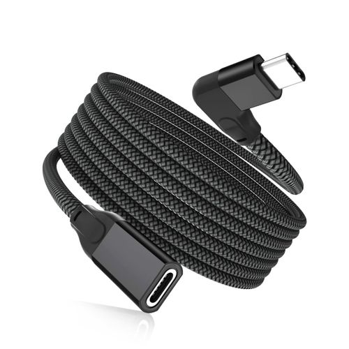 Câble Extension USB C 2M,Coudé USB-C 3.1 3.2 Gen2 10Gbps Cordon Femelle à Mâle 90 Degrés Type C,Rallonge Adaptateur Thunderbolt 3 pour Nintendo Switch,MacBook Pro,iPad,iPhone 15 16,Quest Link