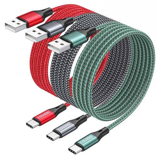 Câble USB C [2M/Lot de 3], Cable Chargeur USB C Charge Rapide 3A Cable USB Type C Nylon Tressé pour iPhone 16 15, Galaxy S25 S24 S23 S22 S21 S20, Huawei P40 P30, Redmi Note