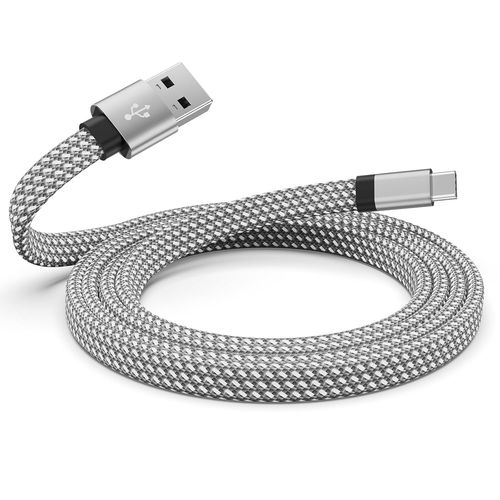 Câble USB C magnétique - 1,5 m - Câble USB A vers USB C - Câble de charge plat - Câble de charge rapide - Compatible avec Samsung - Pour appareil USB C - Pour pad - Argenté