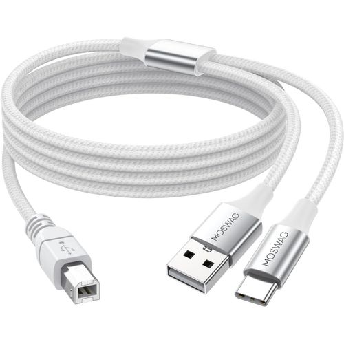Câble USB 2.0 MIDI Câble d'imprimante avec USB C vers MIDI A Câble mâle vers B mâle Câble USB C Câble USB A vers USB B Scanner compatible avec instrument de musique,clavier MIDI, microphone USB