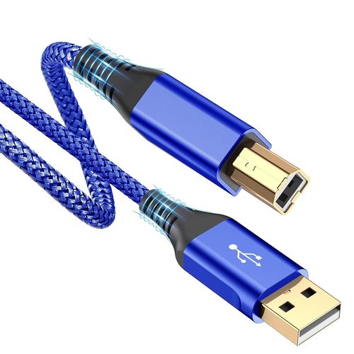 Câble Imprimante USB [3M] Câble USB A Mâle vers USB B 2.0 Mâle Câble Scanner Nylon Tressé Compatible avec HP, Canon, Lexmark, Brother, Hero, Dell, Sam sung, Epson, Xerox,Piano,DAC,Midi Keyboard