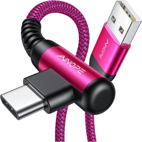 Ainope Lot de 2 câbles USB C - 3,1 A - Angle droit - Câble de charge rapide en nylon tressé durable - Compatible avec Galaxy S10/S9 Plus/S21/Note 10/9, LG - 2 m