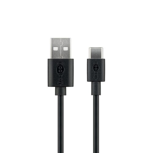Câble de Chargement et de Synchronisation USB-C, USB-A > USB-C, Noir, 3m Longueur de Câble