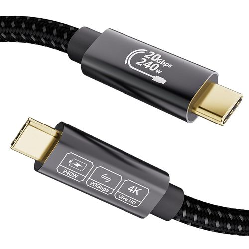 Câble USB C 1m, 3.2 Gen2 4K@144Hz 5K@60Hz, 240W Transfert Données 20Gbps Pour Thunderbolt 4/3, iPhone 16/15, Switch, MacBook, Display, VR, SSD