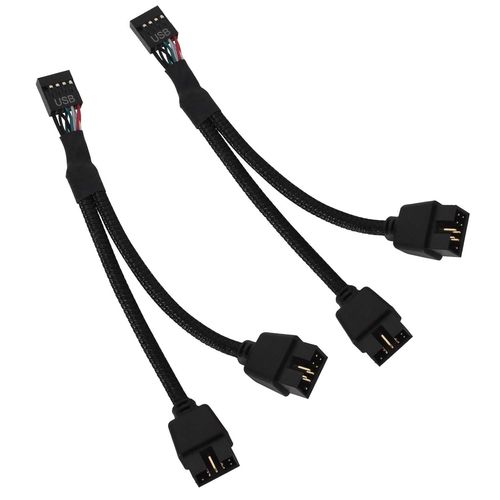 Adaptateur Répartiteur USB 2.0 à 9 Broches pour Carte Mère, 2 PCS Cable USB 2.0 9 Broche, USB Splitter 1 à 2, Adaptateur USB Carte Mère (Noir)