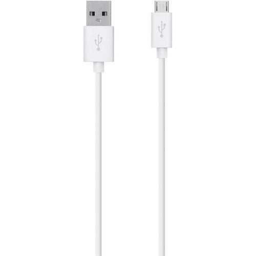 Cable micro-USB vers USB pour smartphone/tablette - 2 mètres - Blanc