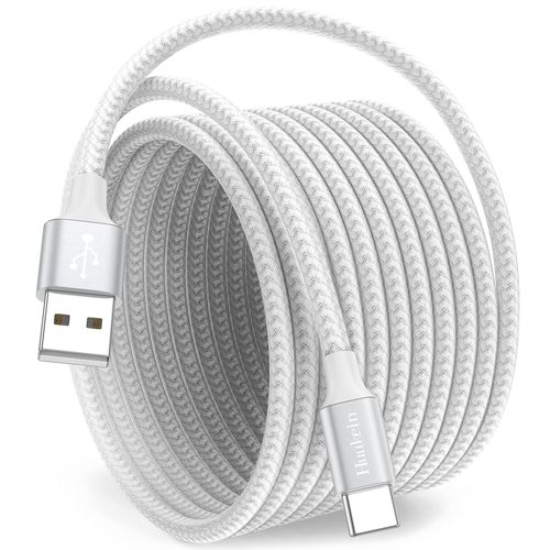 Cable USB C 5M, Long Câble USB A vers USB C Charge Rapide Nylon Tressé Cordon Chargeur USBC pour iPhone 15, Samsung Galaxy S24 A34 A13 A15 A16, Pixel, Redmi