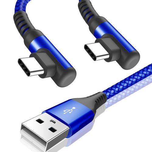 Câble USB C Coudé 90 Degrés [3M Lot de 2] 3.1A Charge Rapide Câble Chargeur USB C pour iPhone 16 15 Pro Max, Samsung Galaxy S25 S24 S23 S22 S21 S20, Note 20 10, Sony, Xiaomi, Huawei, Pixel