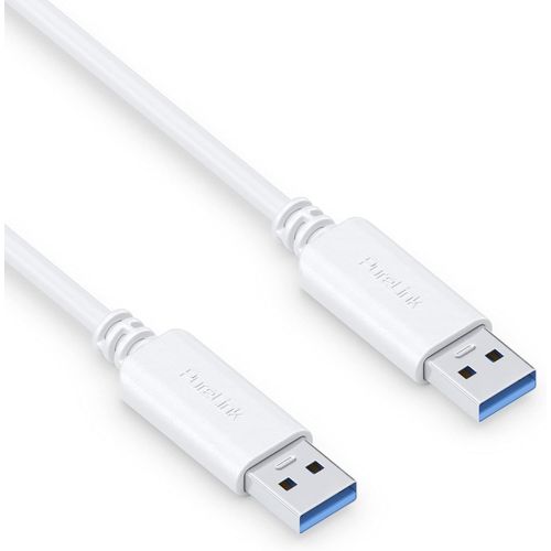 Câble USB-A vers USB-A, USB 3.1 Gen 1 avec transfert de données 5 GO/s, blanc, 0,50 m