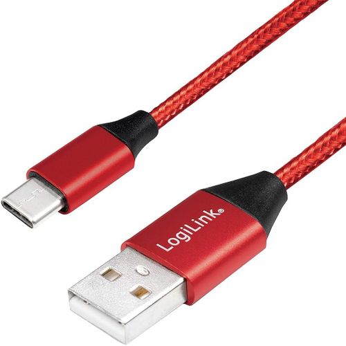 Câble de raccordement USB 2.0, USB (type A) vers USB (type C) rouge, 1 m