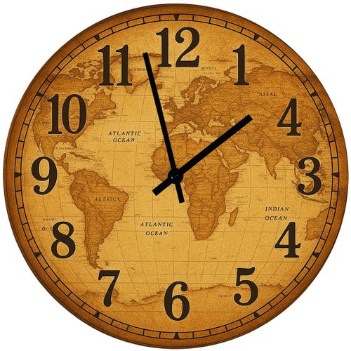 Horloge en verre mappemonde ancienne 29 cm