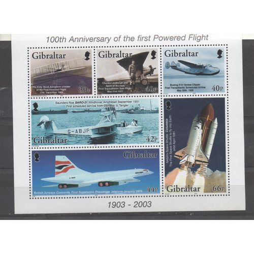 Gibraltar Timbre Histoire De L' Aviation 2003