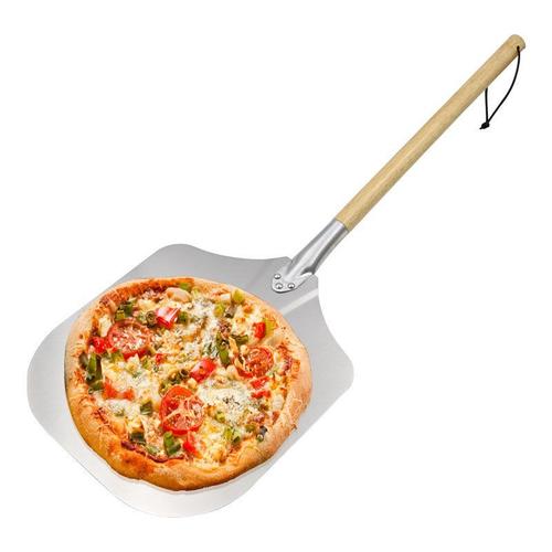 Pelle ¿¿ pizza, 35cm argent¿¿ aluminium, manche en bois, spatule professionnelle pour four