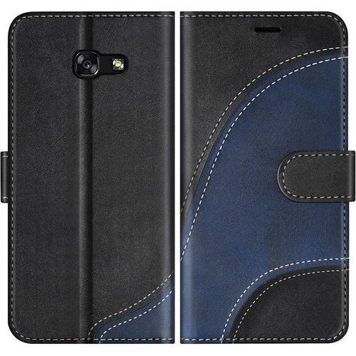 Kal-Coque Pour Galaxy A3 2017, Portefeuille Etui En Cuir Pu, Magnétique Protection Housse Coque Pour Samsung Galaxy A3 2017, Noir