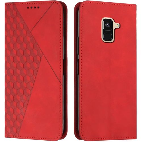 Kal-Coque Pour Samsung Galaxy A5 2018 / A8 2018, Premium Flip Housse Étui Protection Rabat Clapet Portefeuille Phone Cover Magnétique [Porte Cartes] Antichoc Béquille Cover (Rouge)