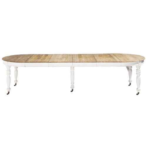 Table À Manger Extensible À Roulettes En Bois Recyclé Et Bois De Peuplier 6/14 Personnes L125/325