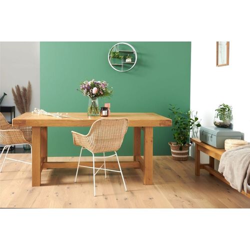 Table De Ferme Campagnarde Bois Chêne Massif L180 Chêne Clair