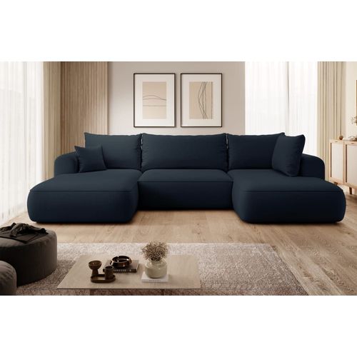 Canapé D'angle 4 Places En Velours Bleu Marine